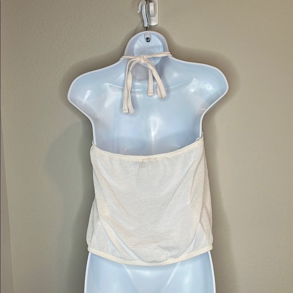 Express Cream Ruffle Halter Blouse - Picture 3 of 3